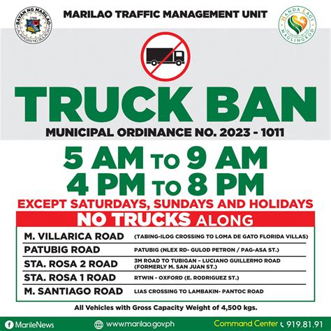 truck ban schedule in lipa city 2023